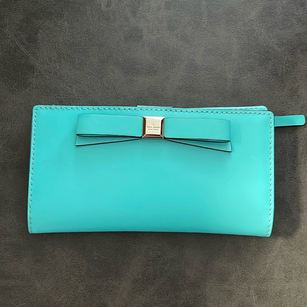 Kate Spade Teal Bow Smooth Wallet